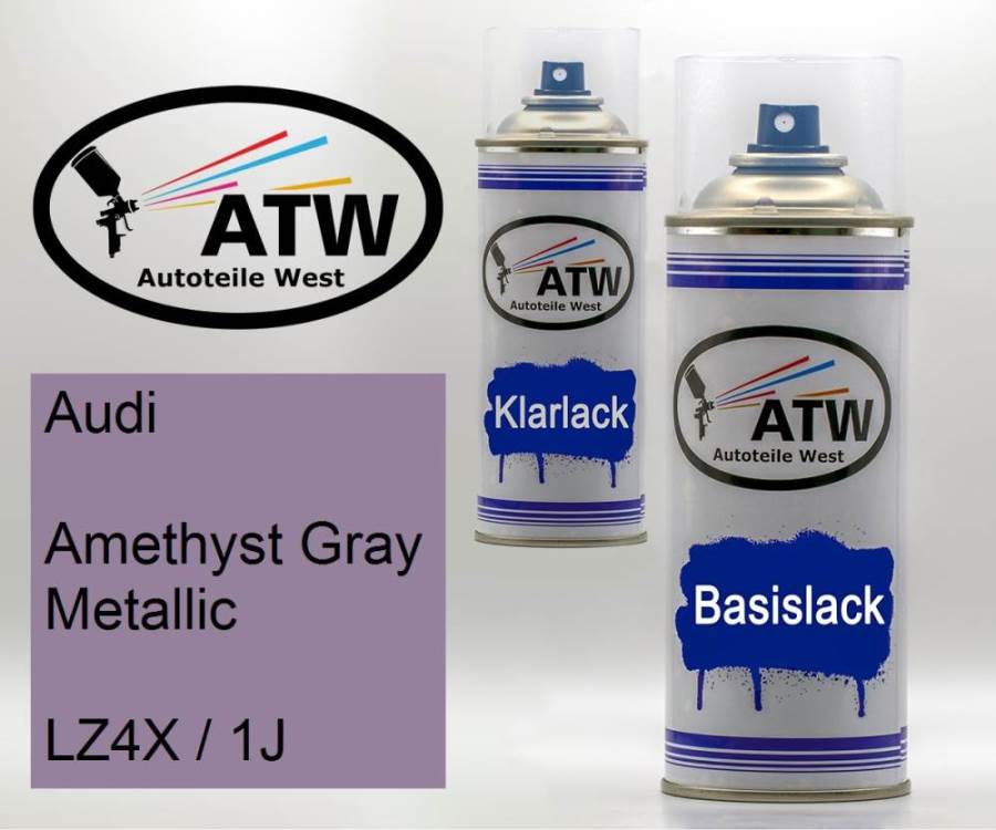 Audi, Amethyst Gray Metallic, LZ4X / 1J: 400ml Sprühdose + 400ml Klarlack - Set, von ATW Autoteile West.